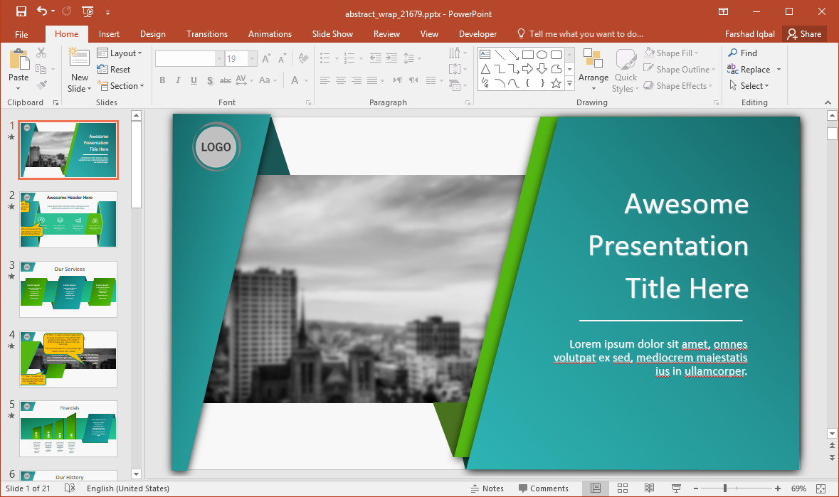 Animated Wrapping Shapes Powerpoint Template With Powerpoint Replace Template