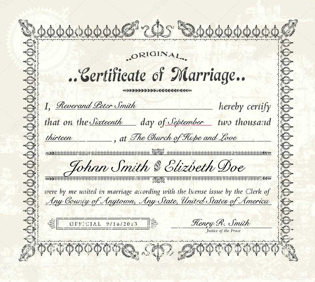 Antique Marriage Certificate Template | Vector Vintage In Certificate Of Marriage Template