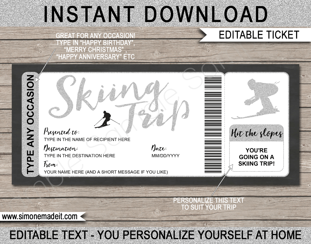 Any Occasion Skiing Trip Tickets – Glitter Throughout Track And Field Certificate Templates Free