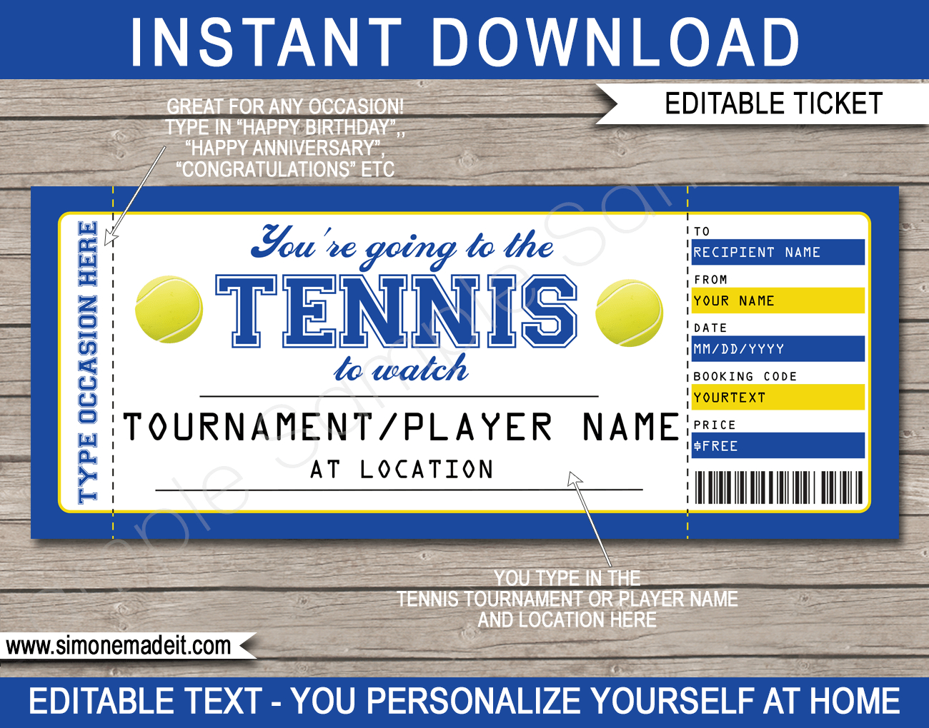 Any Occasion Tennis Gift Tickets For Tennis Gift Certificate Template