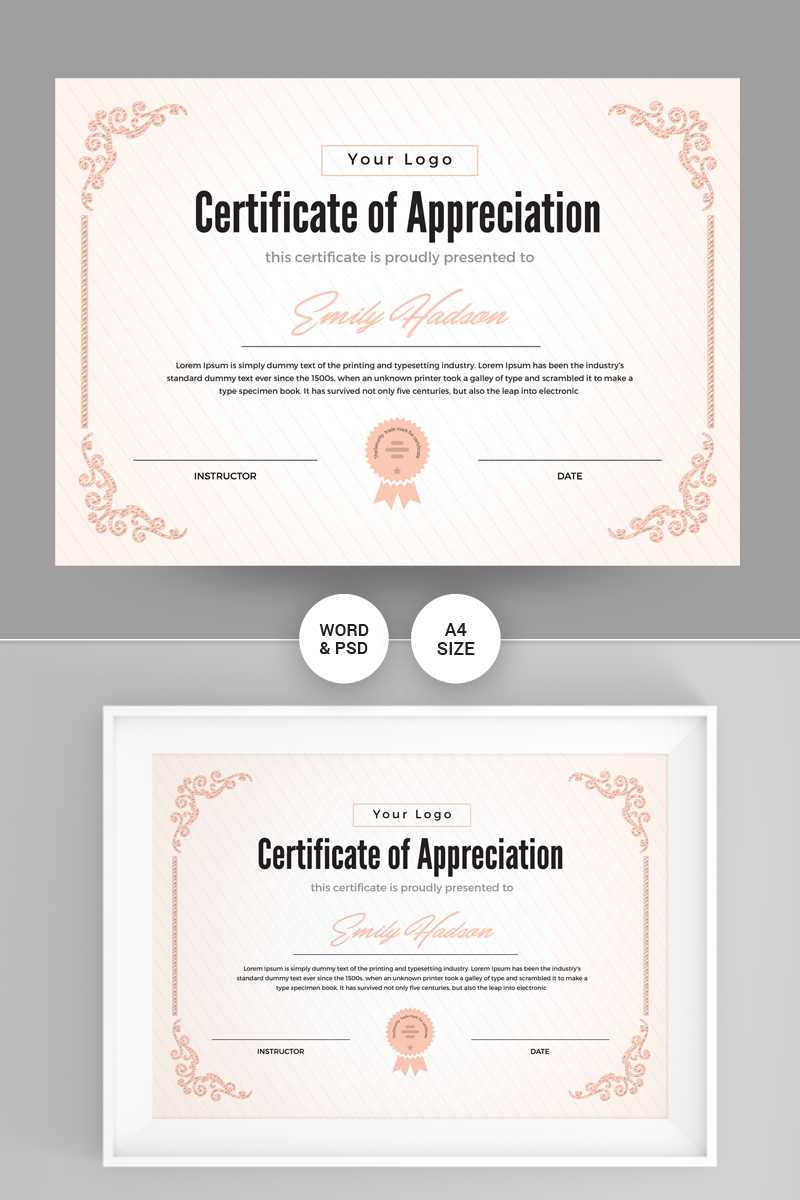 Appreciation Certificate Template Throughout In Appreciation Certificate Templates