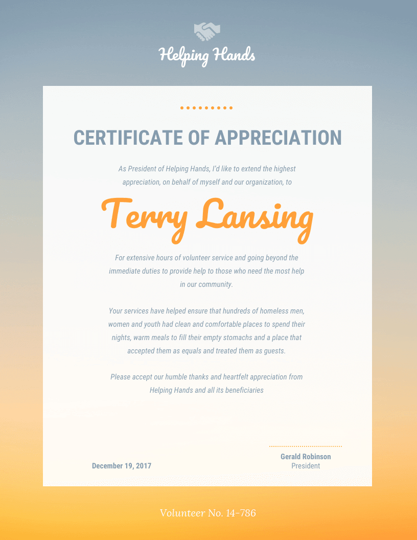 Appreciation Certificate With Thanks Certificate Template
