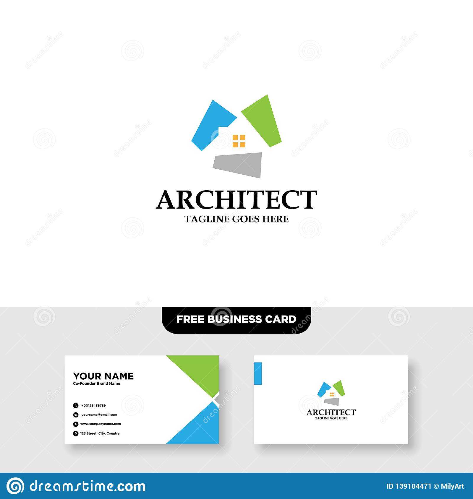 Architecture Company, Construction, Architect, Vector Logo In Ibm Business Card Template