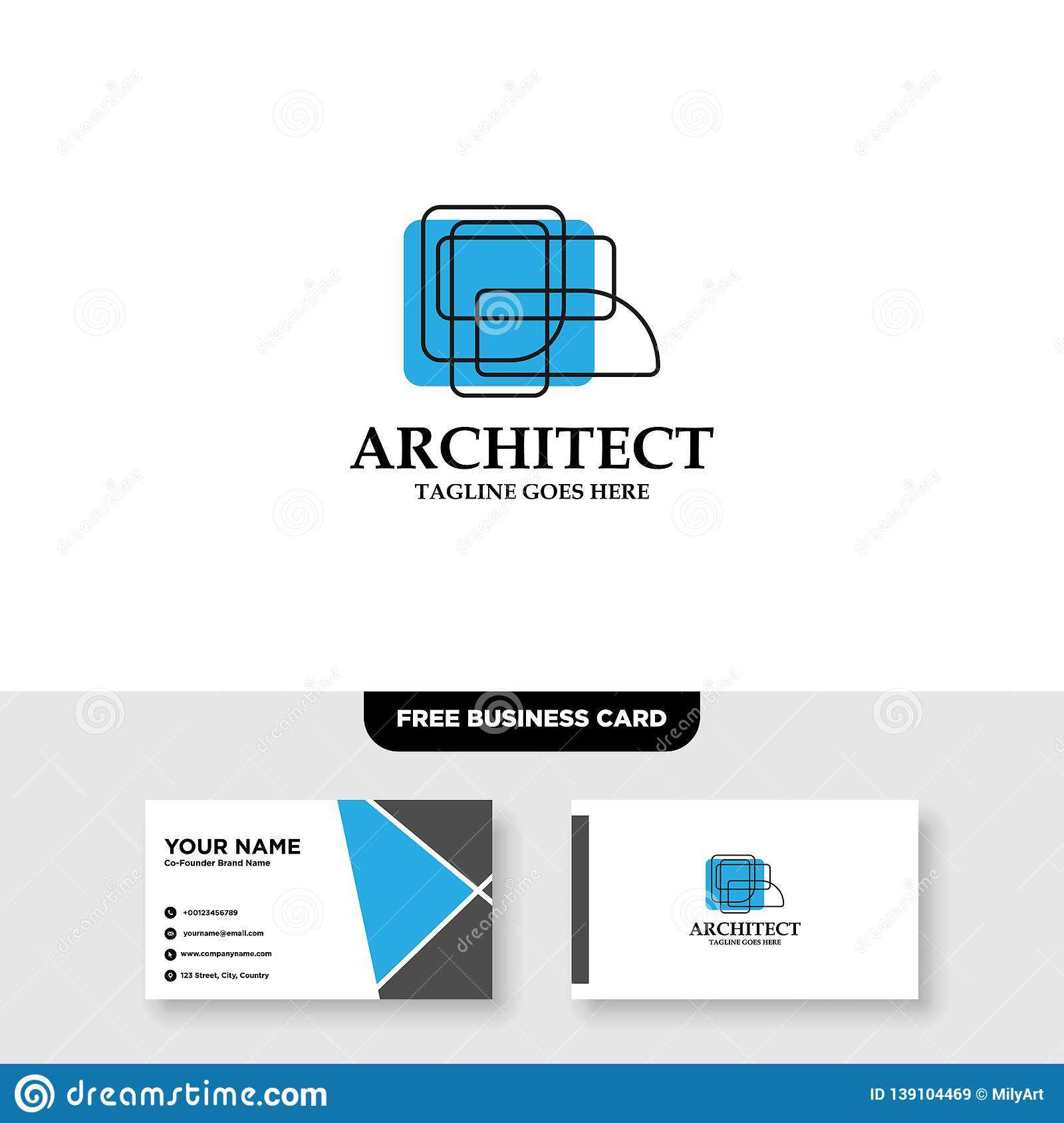 Architecture Company, Construction, Architect, Vector Logo With Ibm Business Card Template