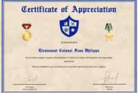 Army Certificate Of Appreciation Template regarding Army Certificate Of Achievement Template