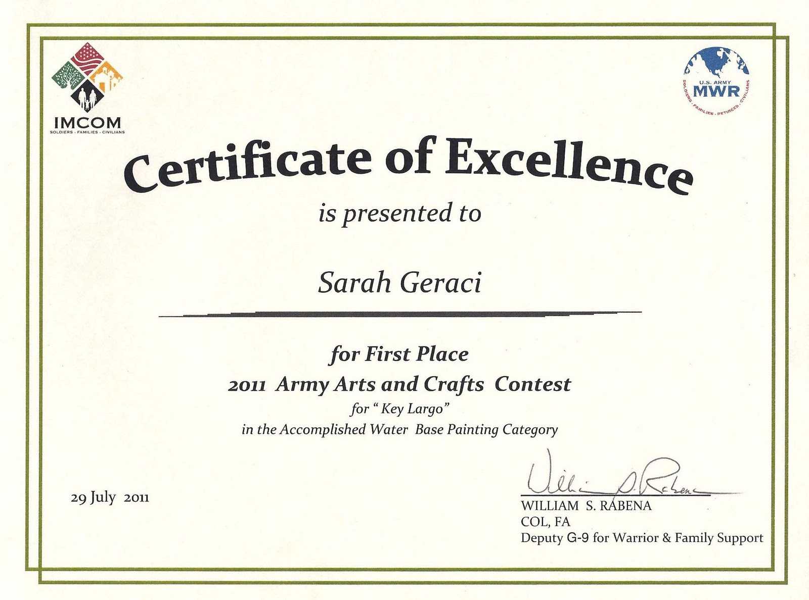 Art Award Certificate Templates With Regard To Free Art Certificate Templates