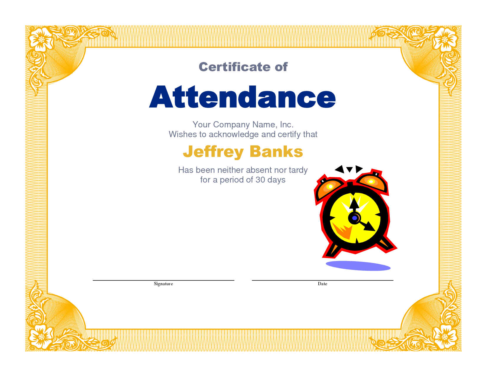 Attendance Clipart Participation Student, Attendance In Perfect Attendance Certificate Free Template