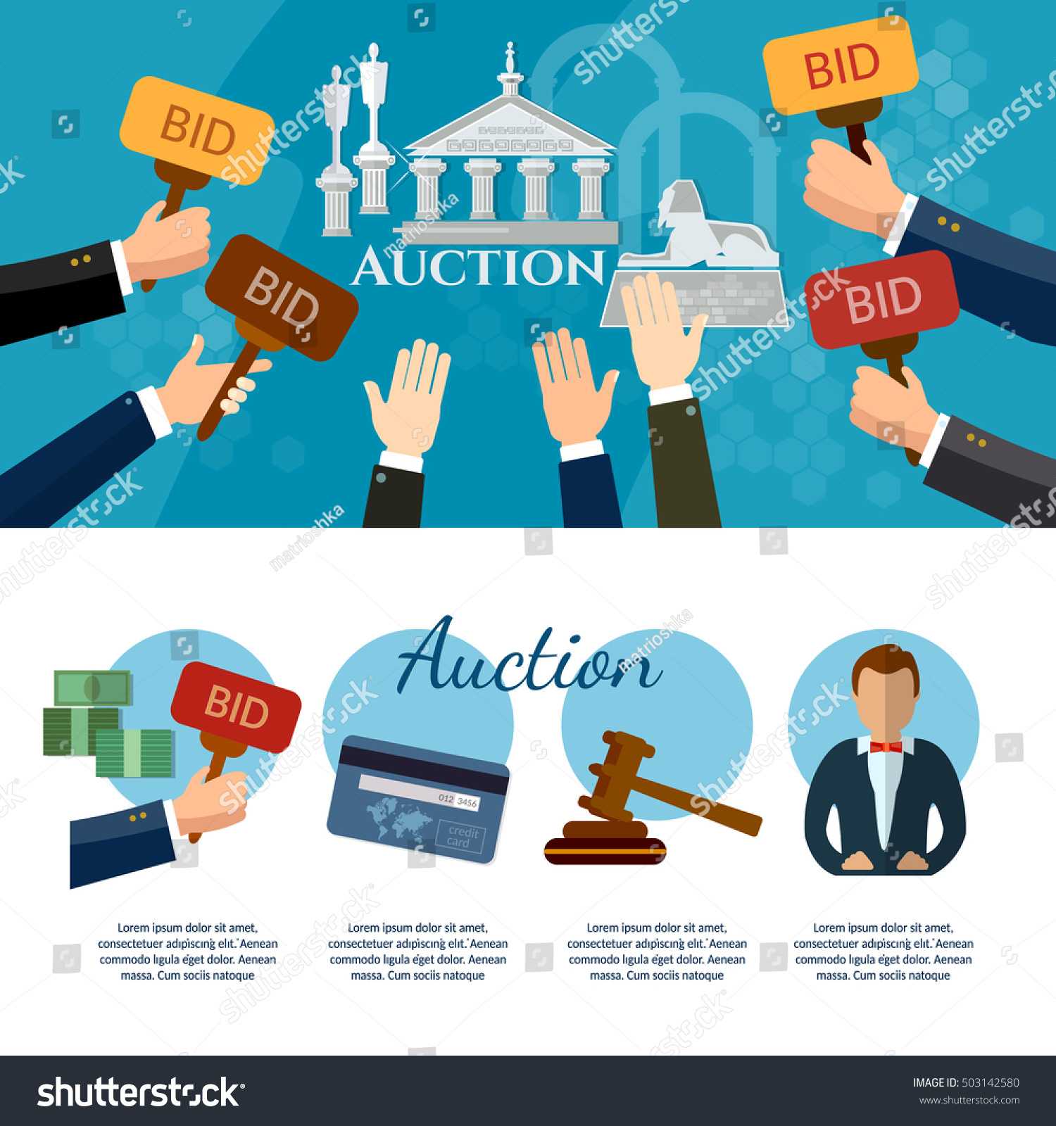 Auction Bidding Banners Auction Selling Antiques Stock With Auction Bid Cards Template