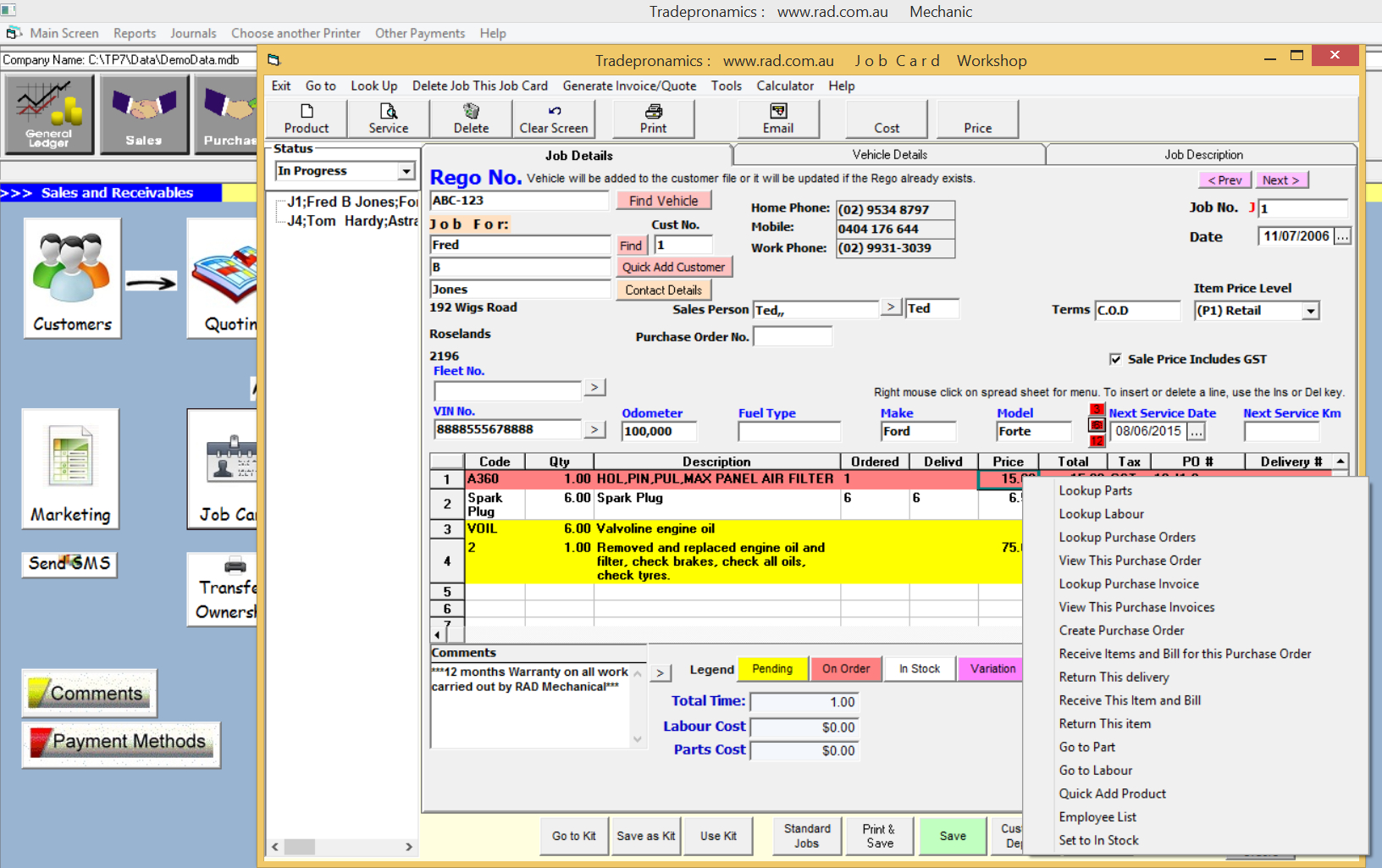 Auto Repair Invoice Software | Workshop Manager Software Throughout Mechanics Job Card Template