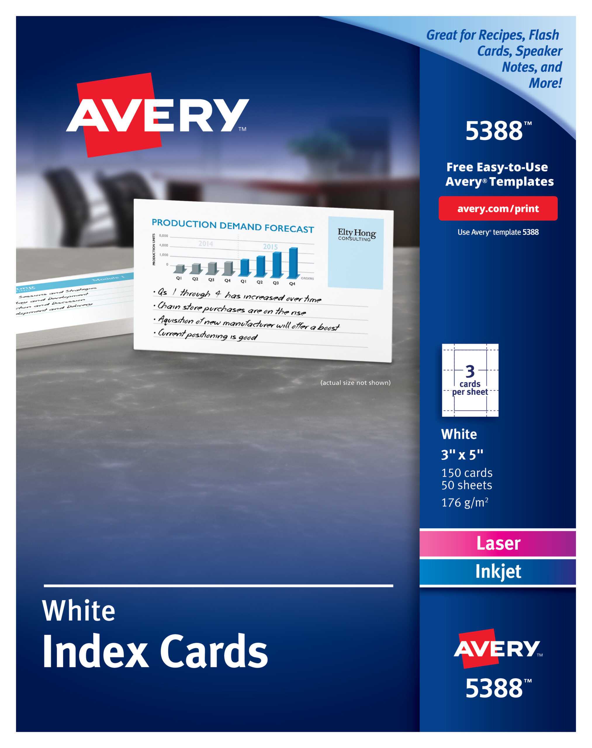 Avery Index Cards, Two Sided Printing, 3" X 5", 150 Cards (5388) –  Walmart Intended For 3X5 Blank Index Card Template