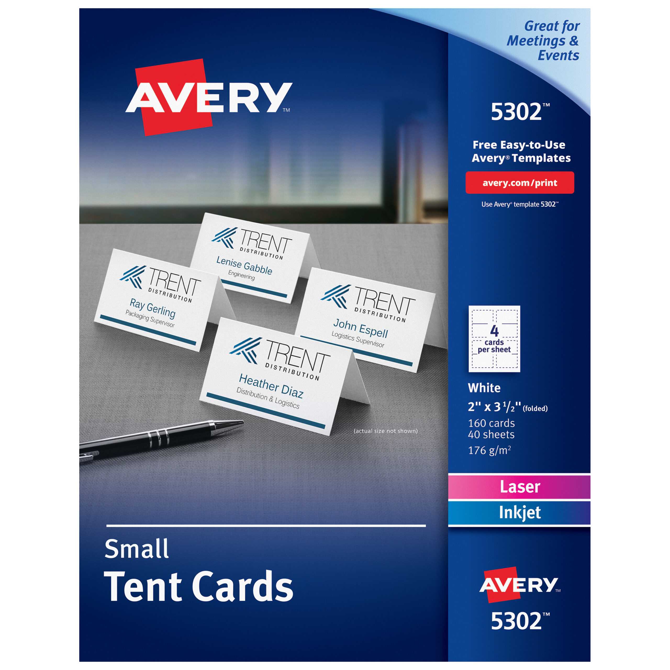 Avery Place Cards, Two Sided Printing, 2" X 3 1/2", 160 Cards – Walmart Regarding Free Template For Place Cards 6 Per Sheet