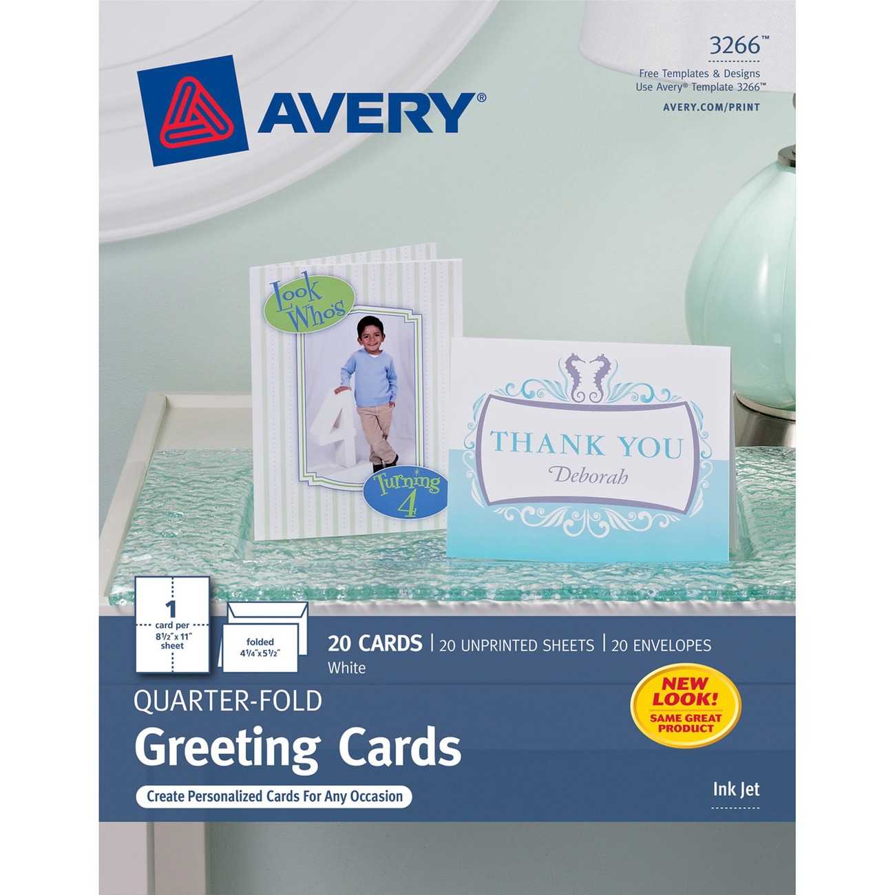 Avery® Quarter Fold Greeting Cards, Matte, 4 1/4" X 5 1/2", 20  Cards/envelopes (3266) – 4 1/4" X 5 1/2" – Matte – 20 / Pack – White For Quarter Fold Card Template