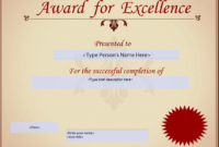 Award For Excellence Certificate | Templates At pertaining to Award Of Excellence Certificate Template