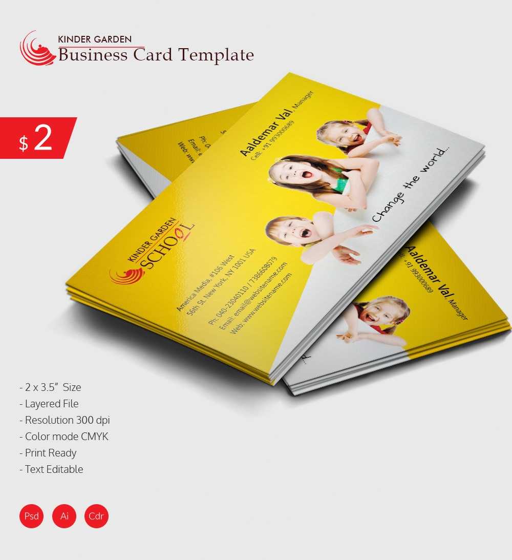 Awesome Kindergarten School Business Card Download | Free Pertaining To Business Cards For Teachers Templates Free