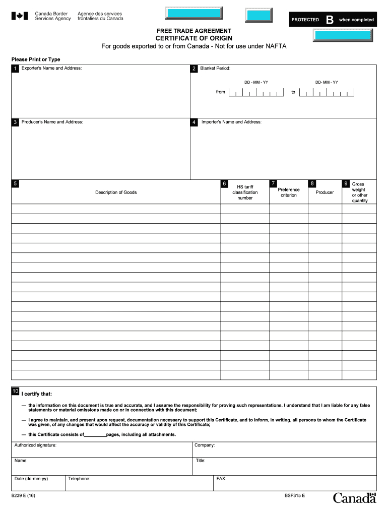 B232E – Fill Online, Printable, Fillable, Blank | Pdffiller Within Nafta Certificate Template