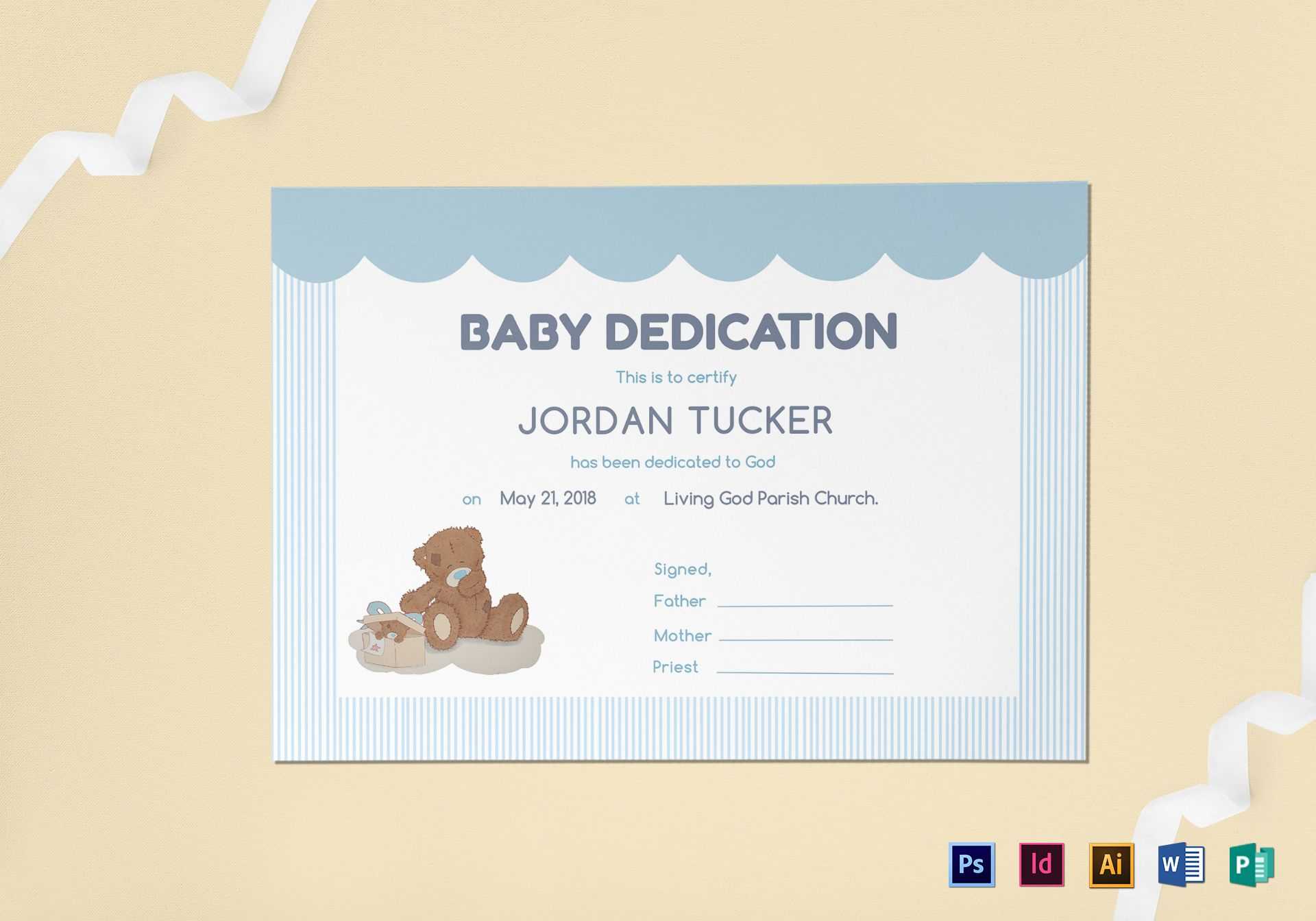 Baby Dedication Certificate Template Intended For Baby Dedication Certificate Template