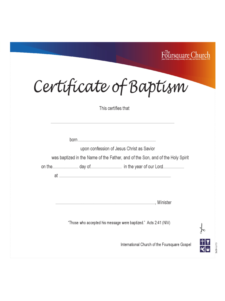Baptism Certificate – 4 Free Templates In Pdf, Word, Excel For Baptism Certificate Template Word