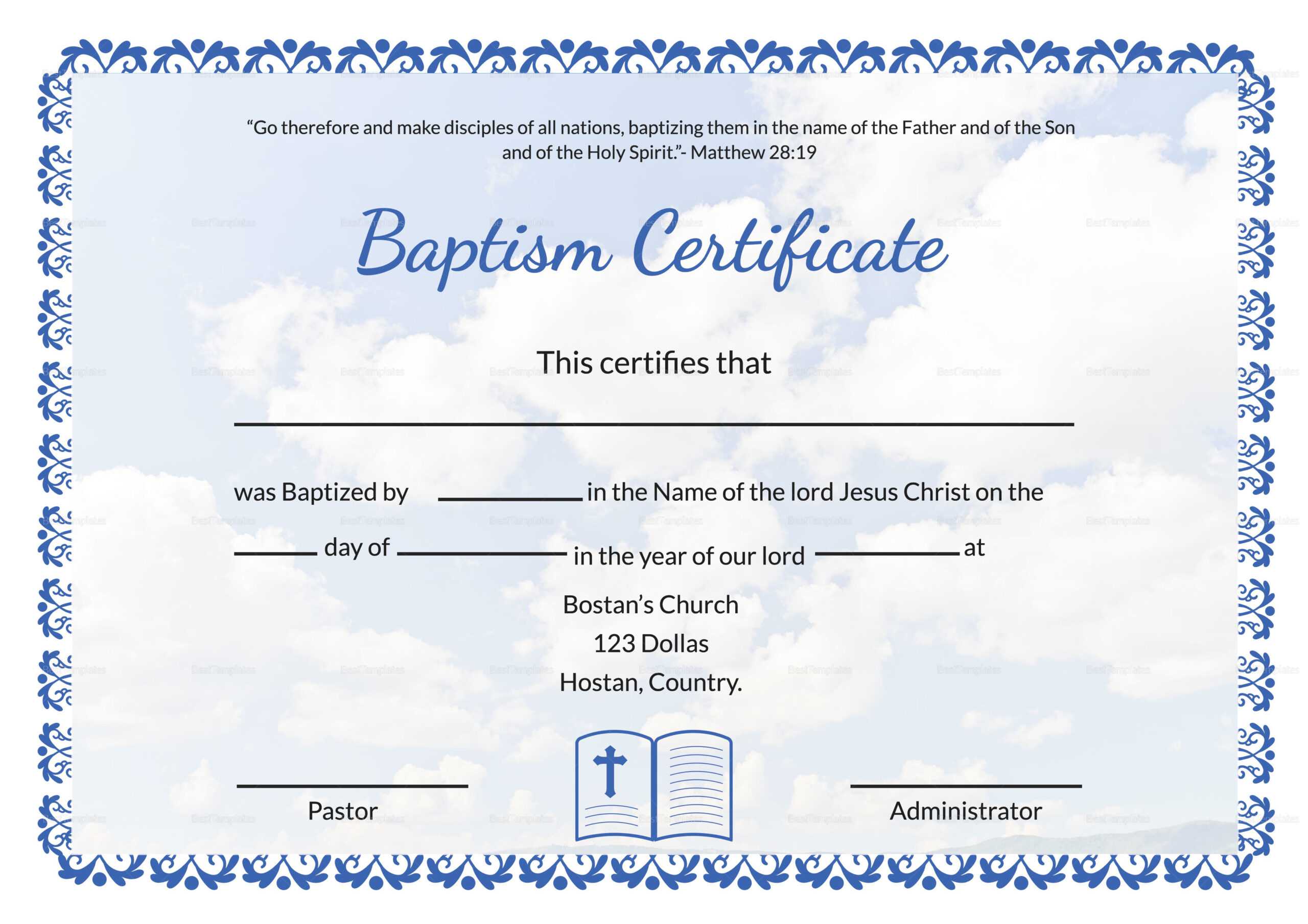 Baptism Certificate – Calep.midnightpig.co Throughout Roman Catholic Baptism Certificate Template