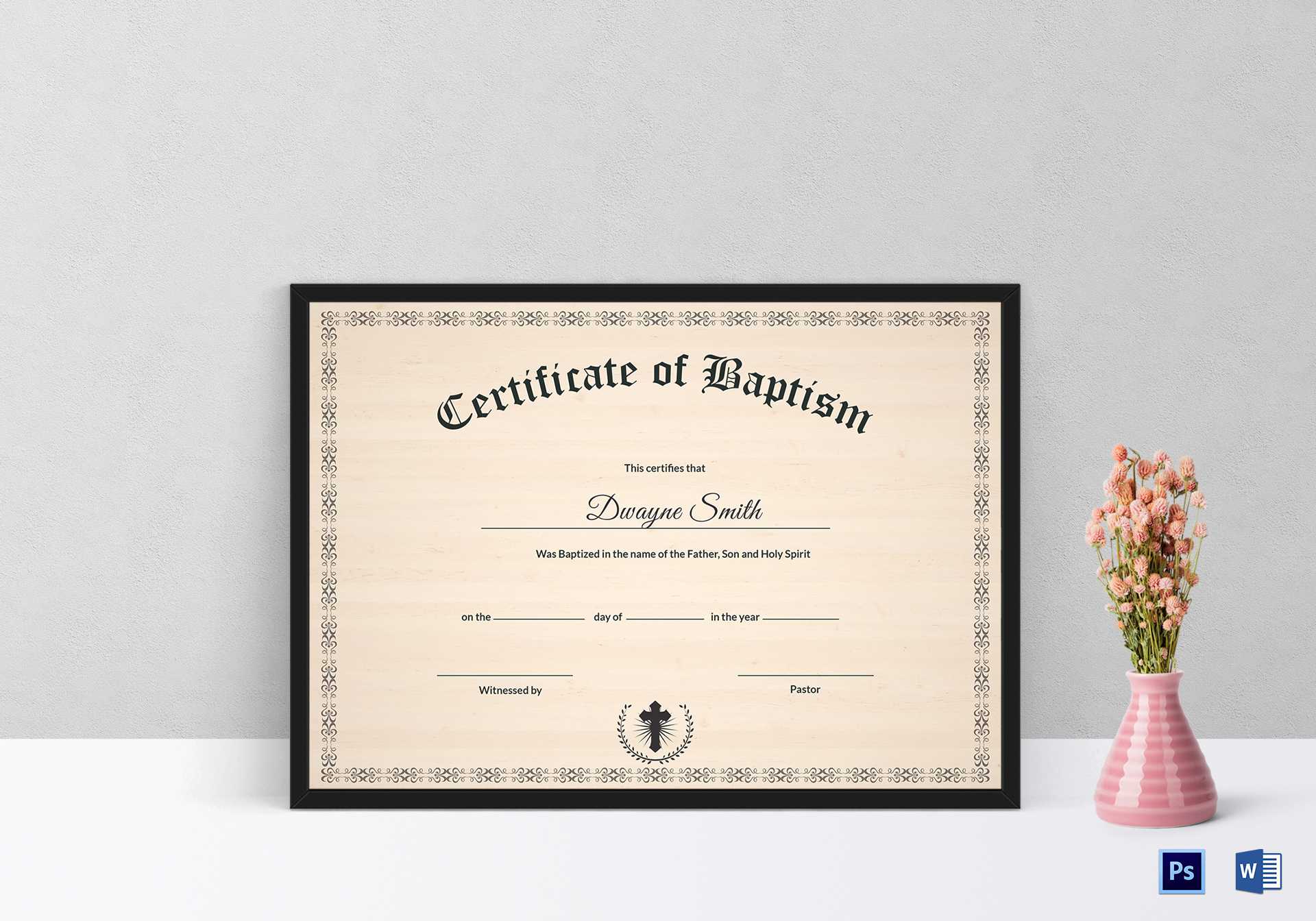 Baptism Certificate Template In Baptism Certificate Template Word
