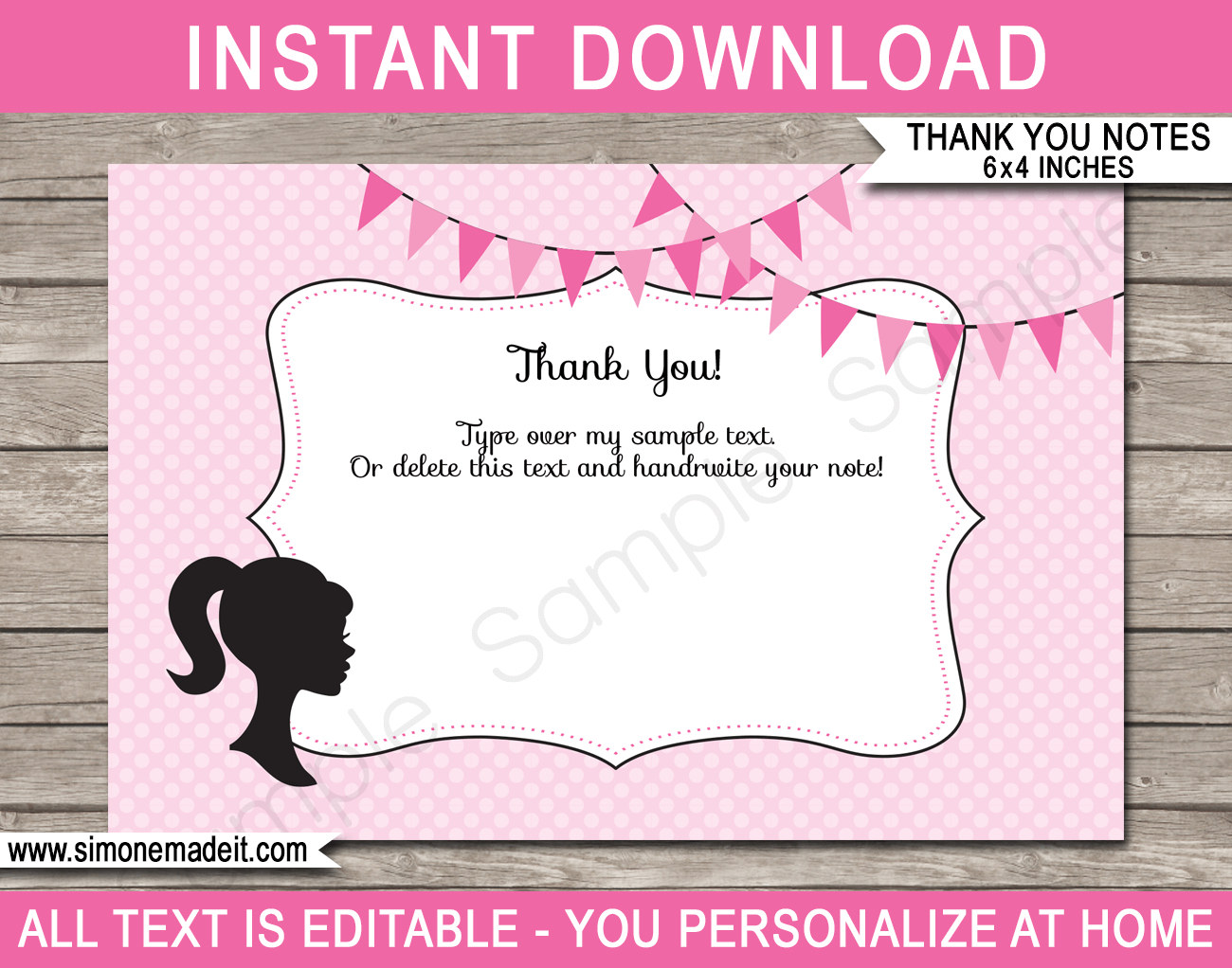 Barbie Party Thank You Cards Template For Thank You Note Cards Template
