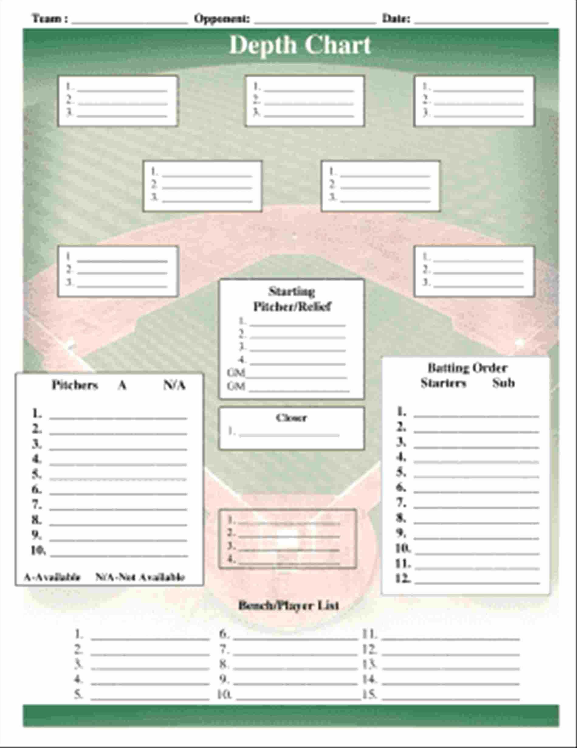 Baseball Field Depth Chart Template – Duna Intended For Free Baseball Lineup Card Template