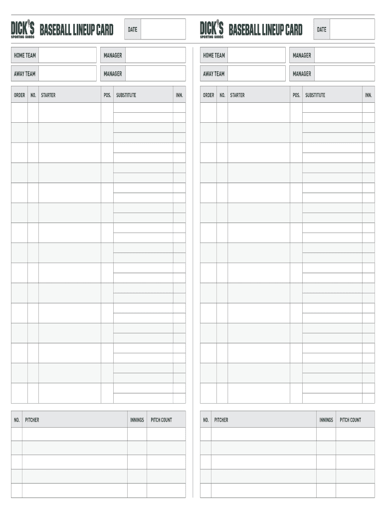 Baseball Lineup Card - Fill Online, Printable, Fillable Regarding Baseball Lineup Card Template