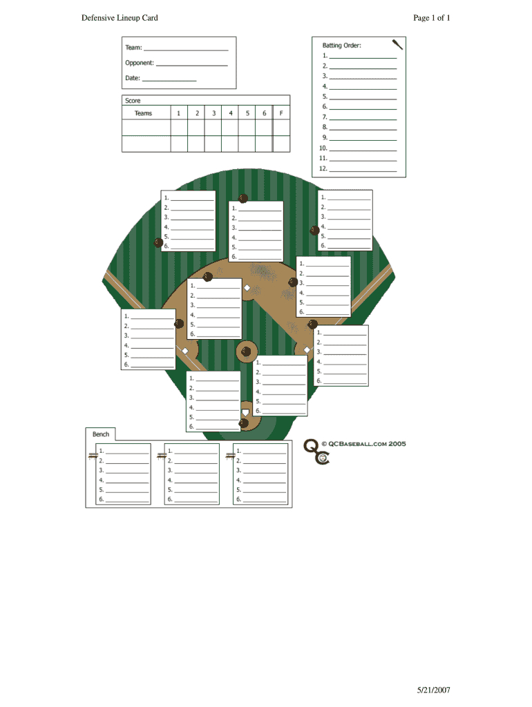 Baseball Lineup Template Fillable – Fill Online, Printable In Baseball Lineup Card Template