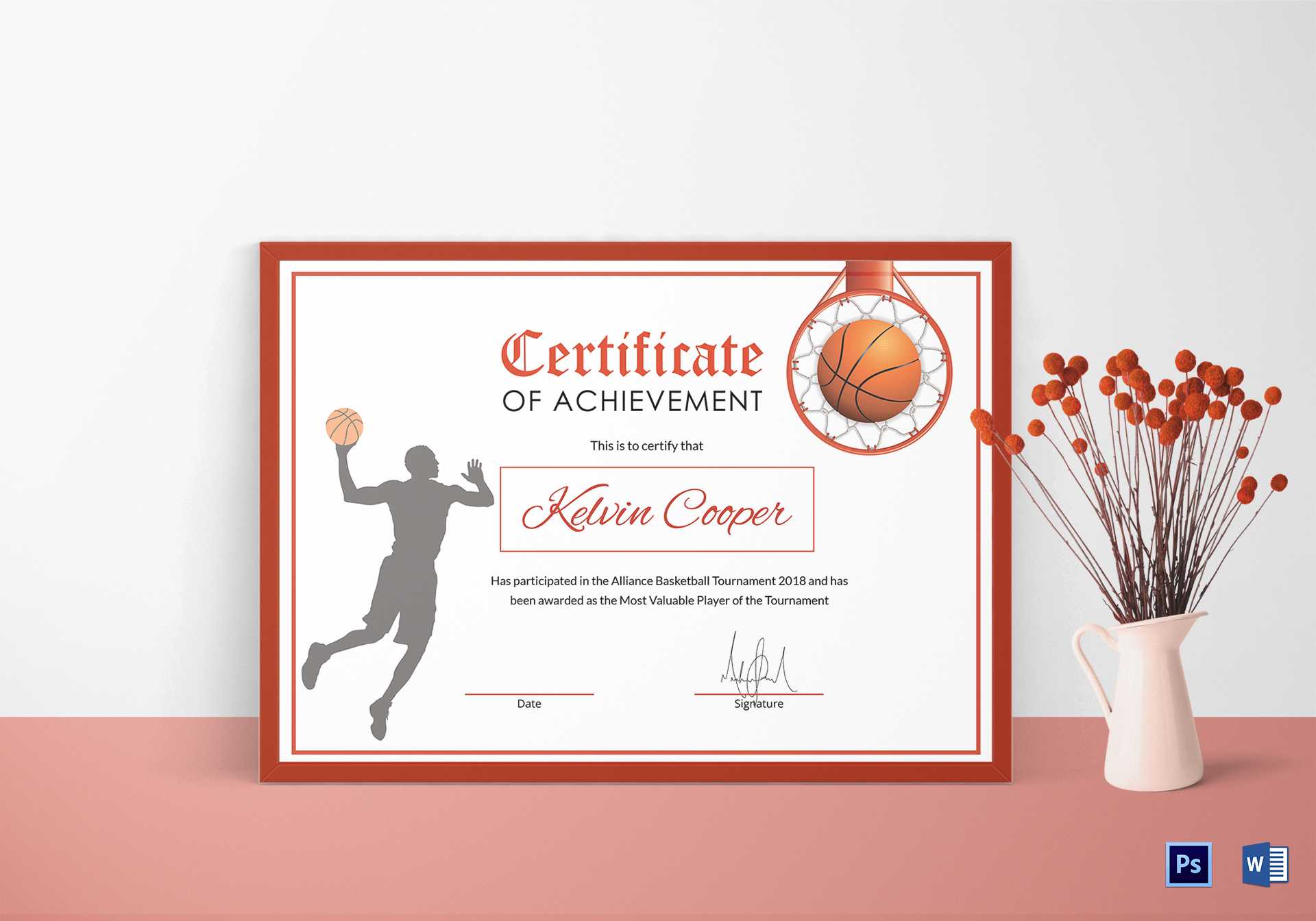 Basketball Award Achievement Certificate Template Within Sports Award Certificate Template Word