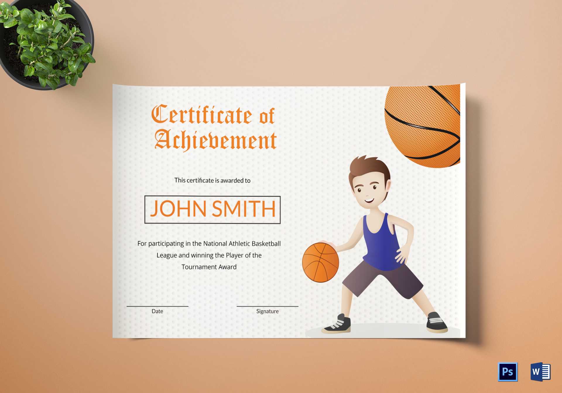 Basketball Certificate Template With Sports Award Certificate Template Word