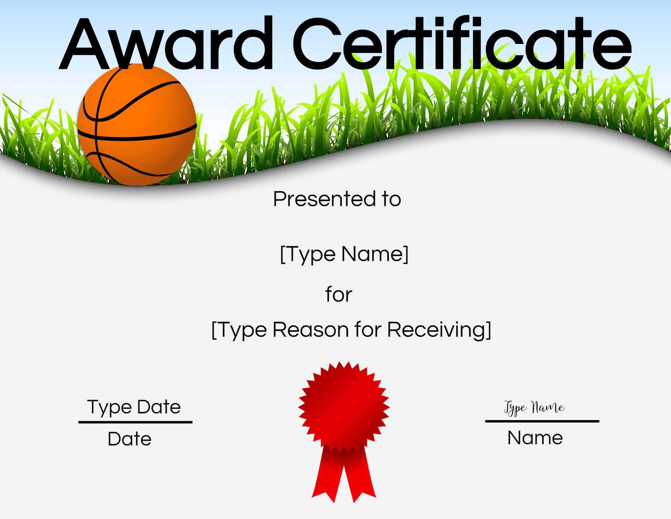 Basketball Certificates Throughout Sports Award Certificate Template Word