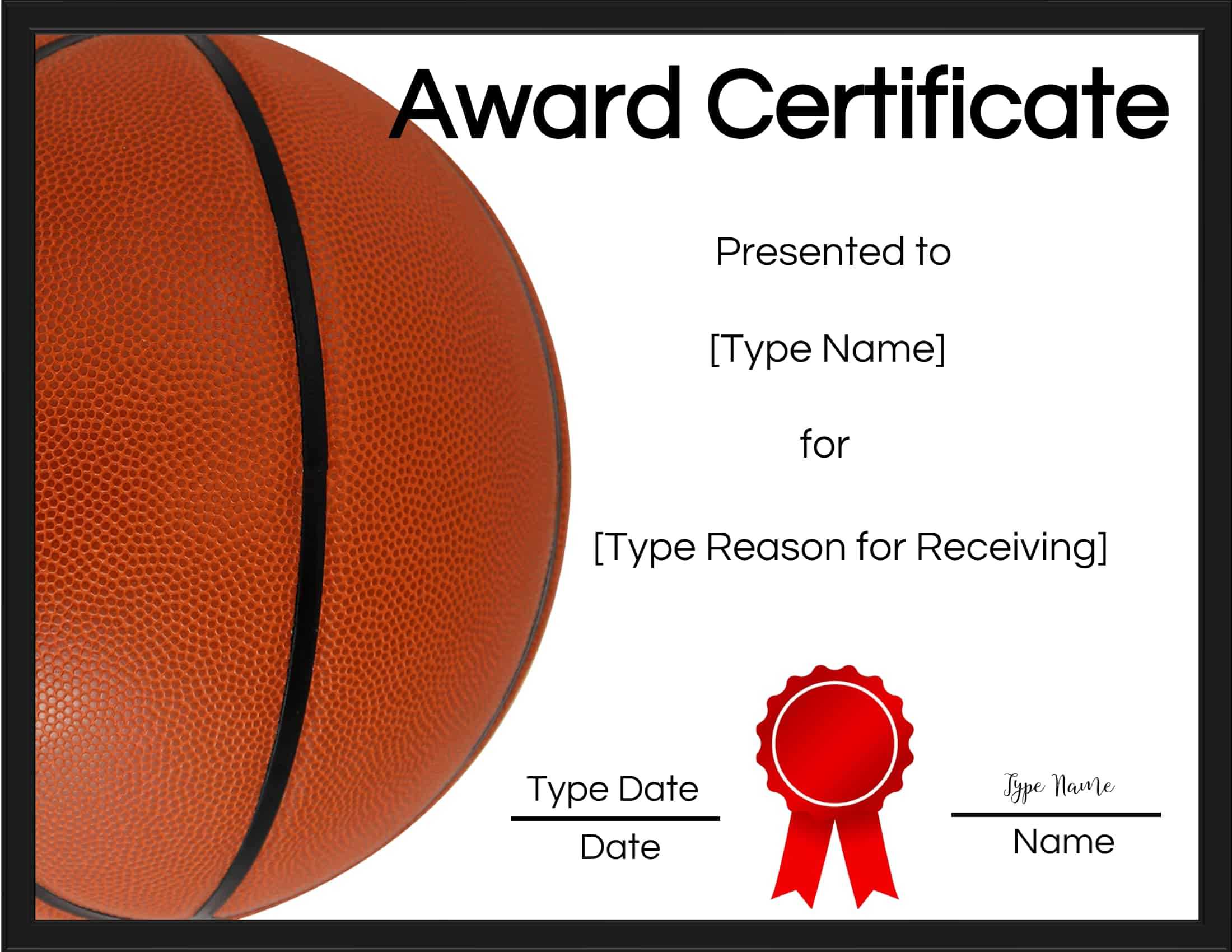 Basketball Certificates With Sports Award Certificate Template Word