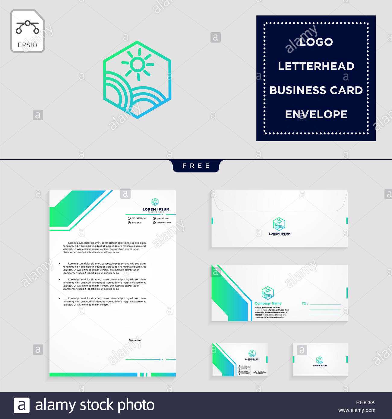 Beach,landscape, Holidays Logo Template Vector Illustration Within Business Card Letterhead Envelope Template