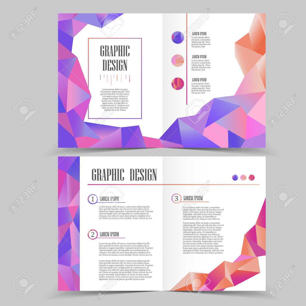 Beautiful Half Fold Brochure Template Design With Crystal Elements Inside Half Page Brochure Template