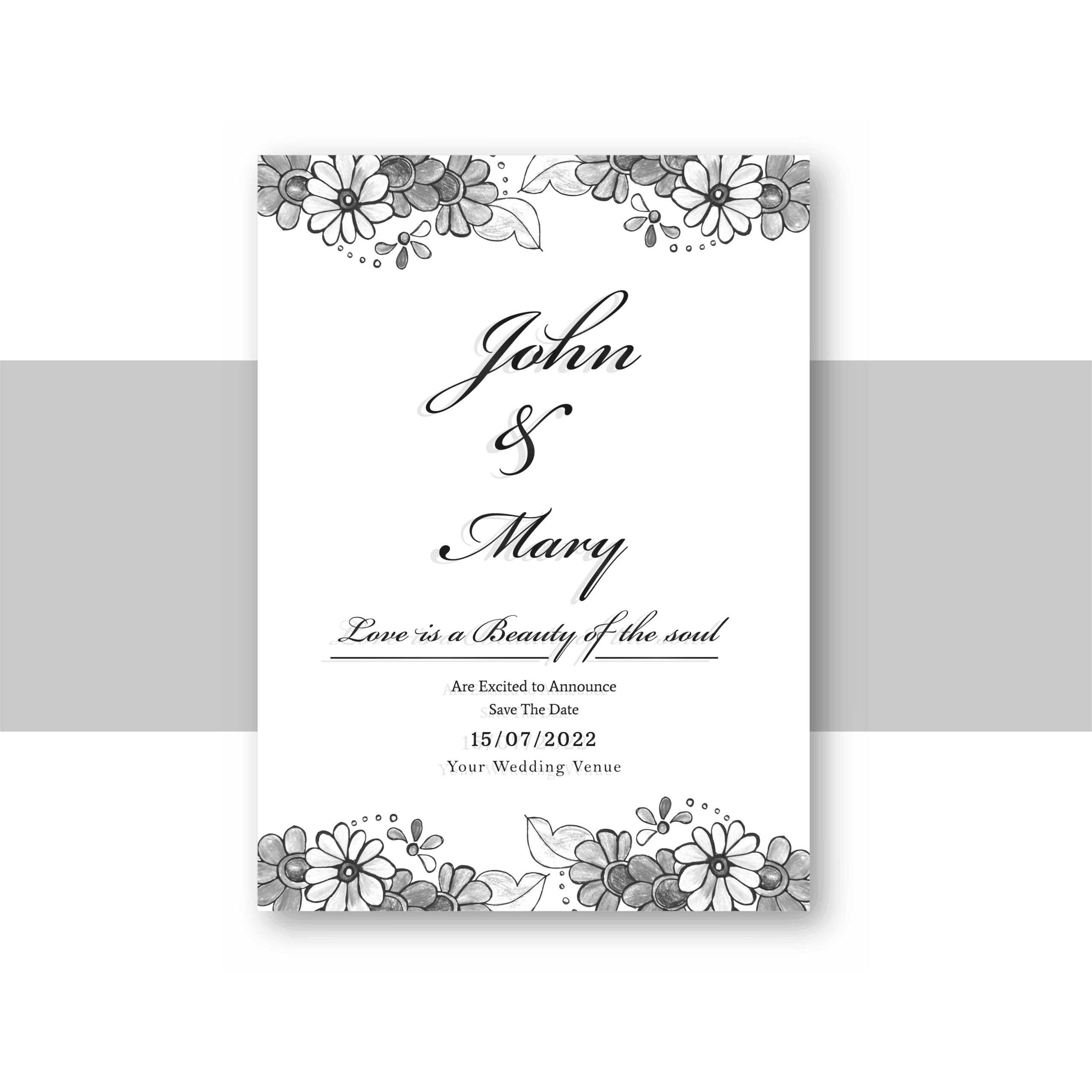 Beautiful Wedding Invitation Card Template With Decorative For Invitation Cards Templates For Marriage