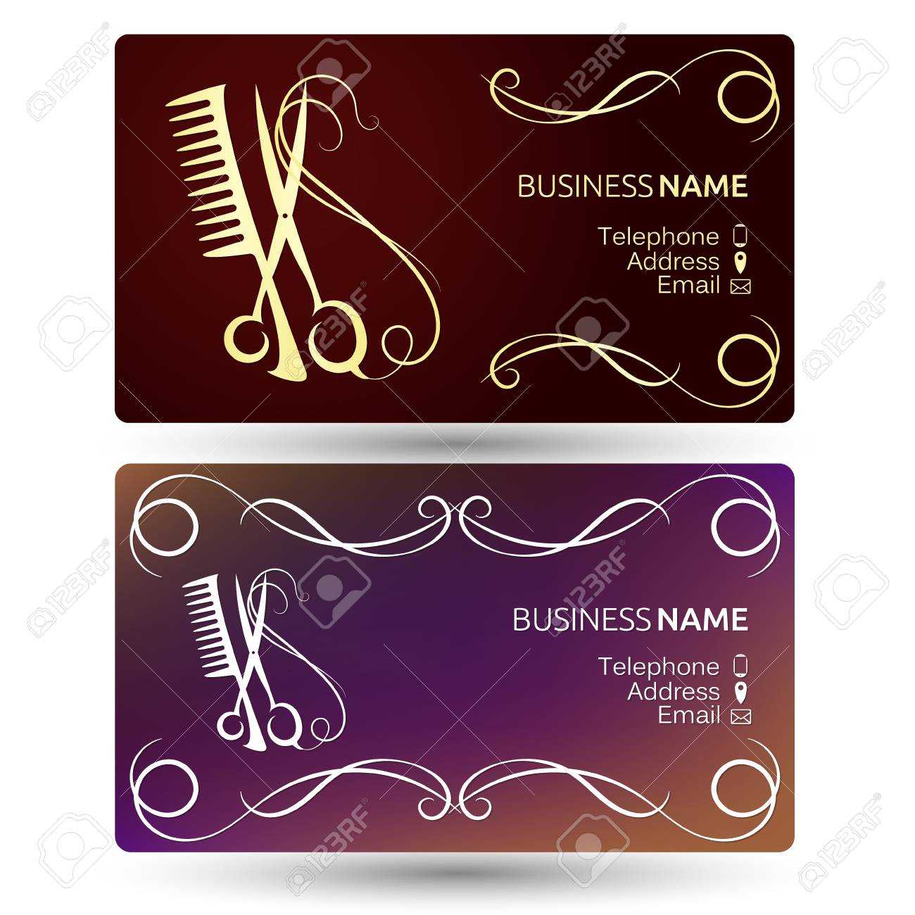 Beauty Salon And Hairdresser Business Card Template Vector With Hairdresser Business Card Templates Free