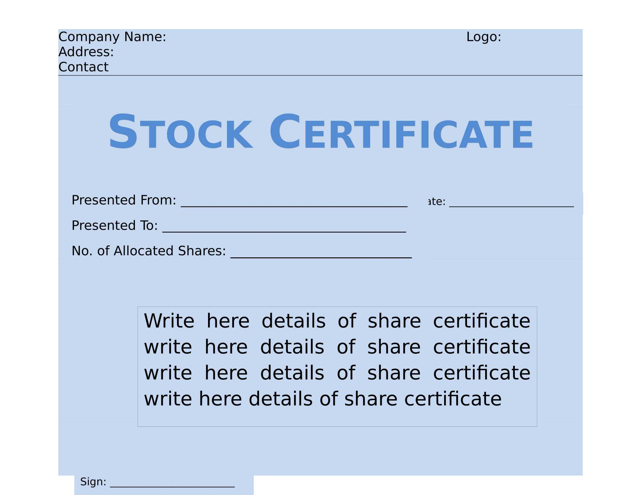 Best 3+ Stock Certificate Template Format Excel – You Calendars In Stock Certificate Template Word