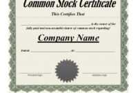 Best 3+ Stock Certificate Template Format Excel - You Calendars regarding Blank Share Certificate Template Free