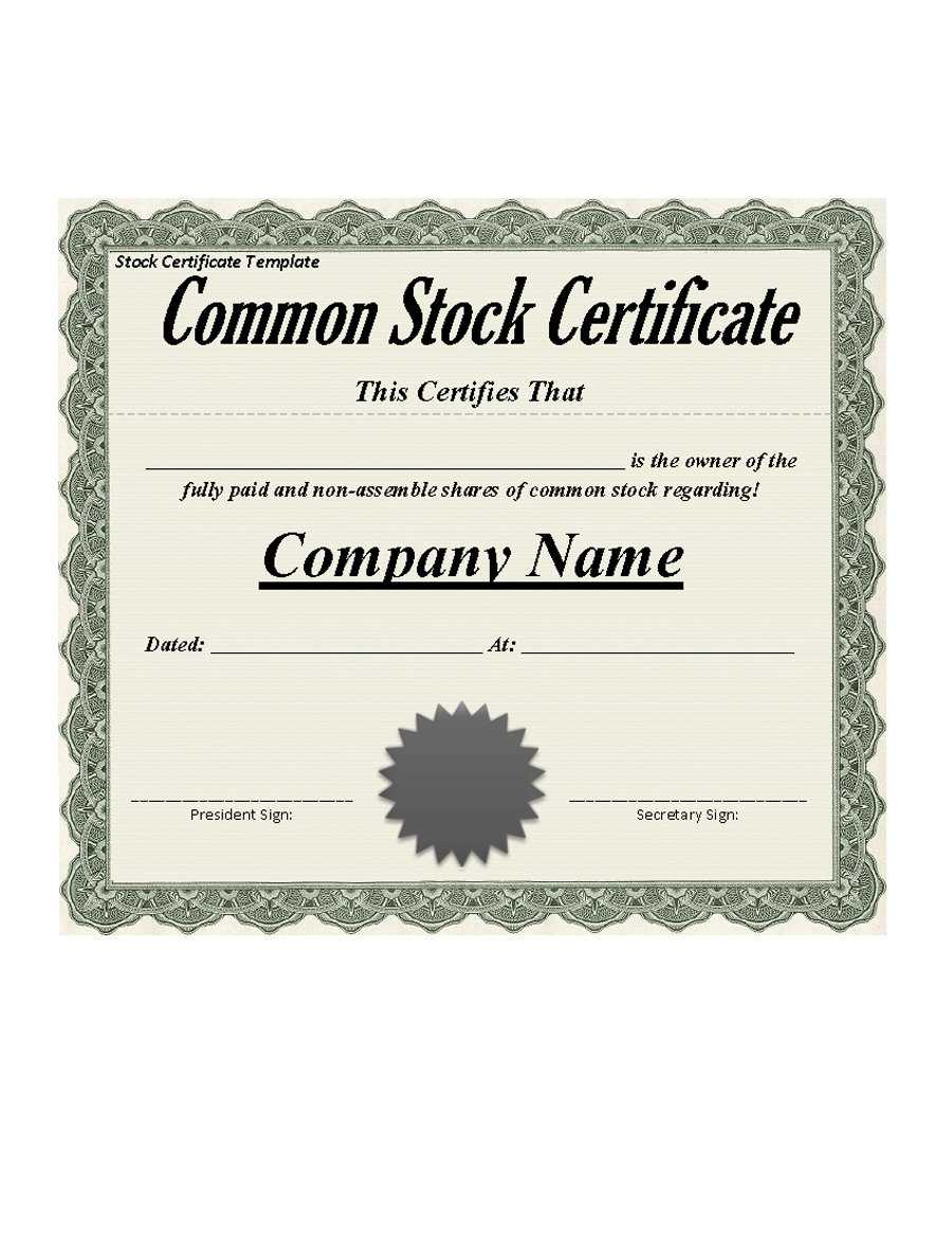 Best 3+ Stock Certificate Template Format Excel - You Calendars Regarding Blank Share Certificate Template Free