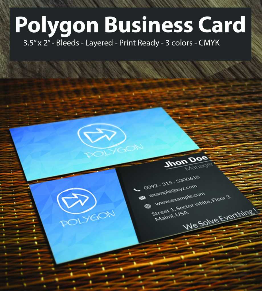 Best Free Polygon Business Card Psd | 3 Color | 2 Sided With Photoshop Business Card Template With Bleed