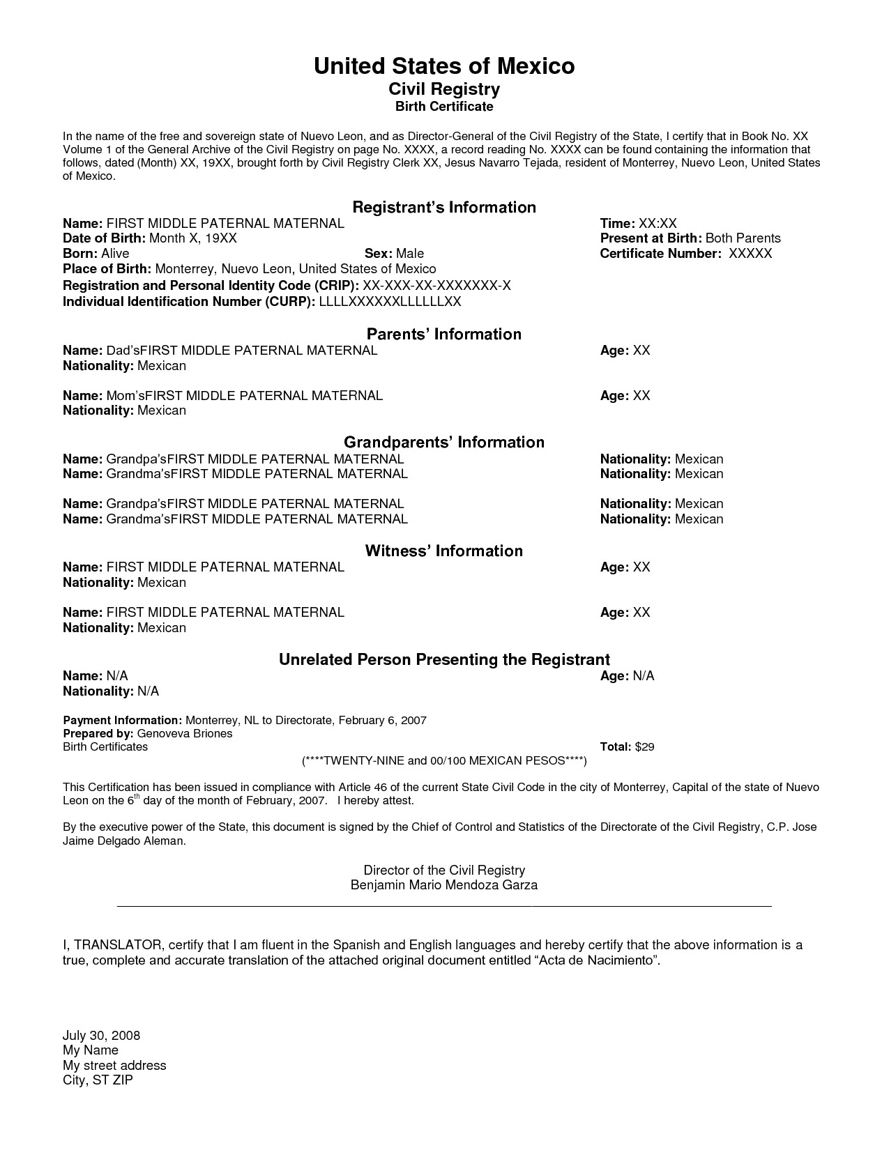 Best Photos Of Mexican Marriage Certificate Translation Inside Mexican Marriage Certificate Translation Template