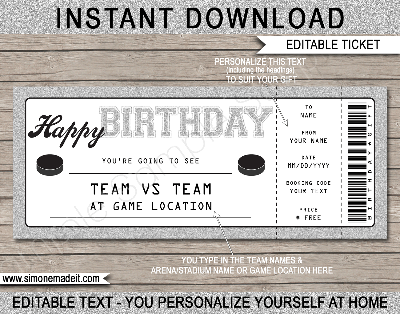 Birthday Hockey Gift Tickets Inside Hockey Certificate Templates