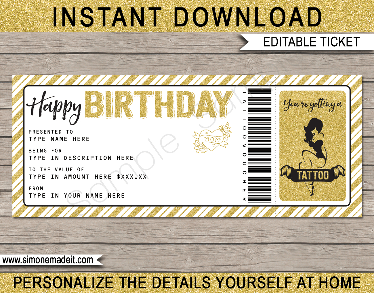 Birthday Tattoo Gift Vouchers For Tattoo Gift Certificate Template