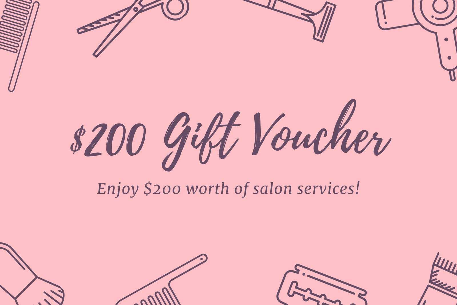 Black & Pink Elements Hair Salon Gift Certificate Within Salon Gift Certificate Template