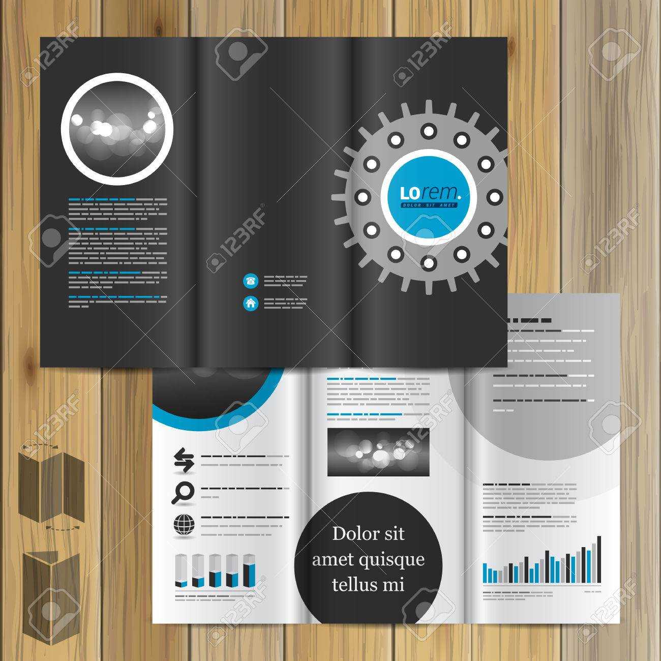 Black Technical Brochure Template Design With Cogwheel. Cover Layout Regarding Technical Brochure Template