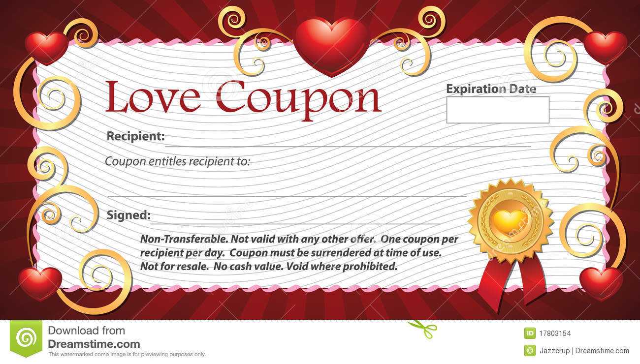 Blank Love Coupon Stock Illustration. Illustration Of Pertaining To Love Certificate Templates