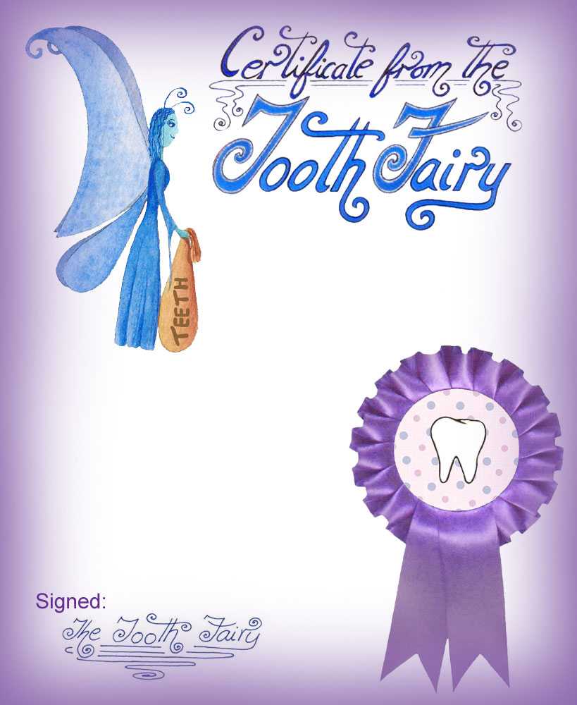 Blank Purple Tooth Fairy Certificate | Rooftop Post Printables With Regard To Free Tooth Fairy Certificate Template