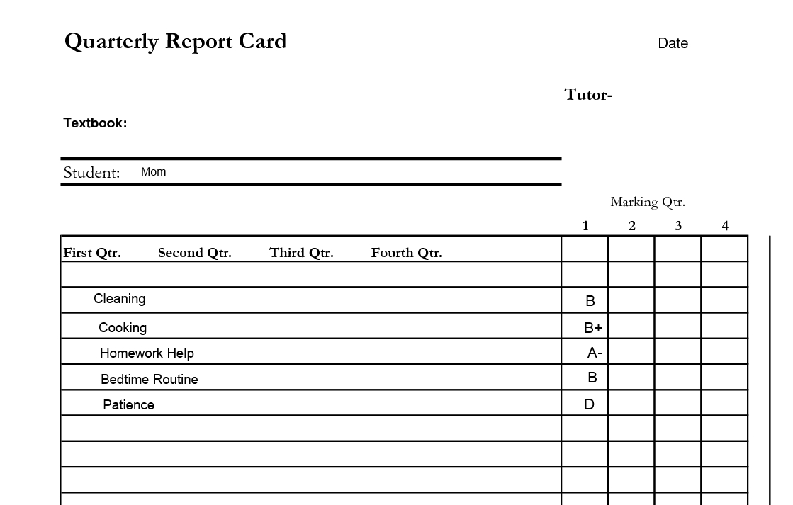 Blank Report Card – Falep.midnightpig.co Pertaining To Boyfriend Report Card Template