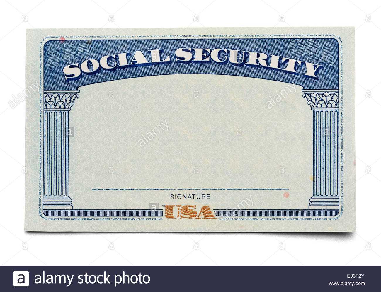 Blank Social Security Card Isolated On A White Background Inside Ssn Card Template