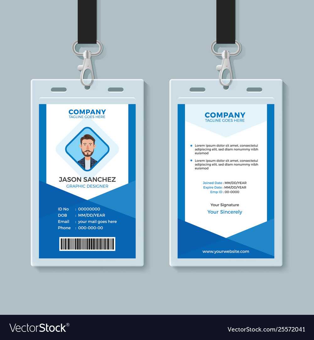 Blue Employee Identity Card Template For Personal Identification Card Template