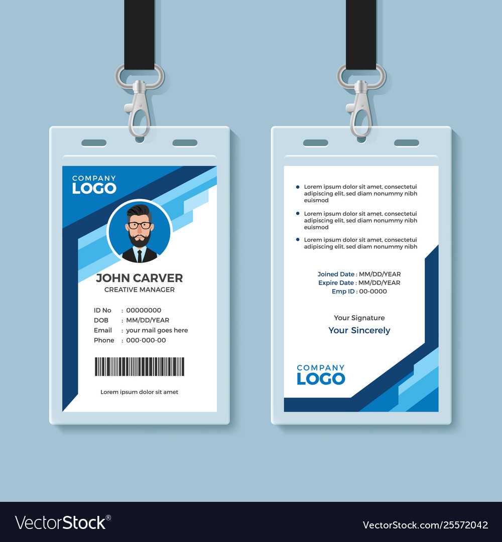 Blue Graphic Employee Id Card Template For Template For Id Card Free Download